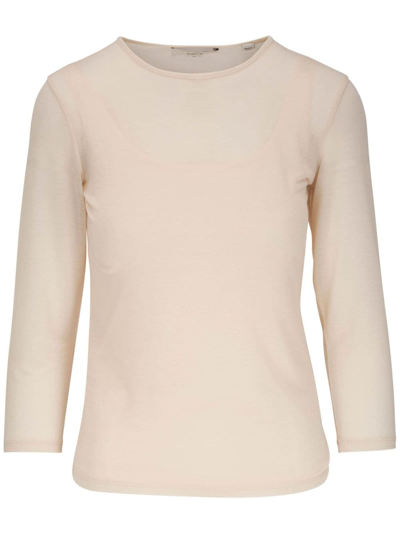 Vince Crew-neck Long-sleeved Top In Neutrals