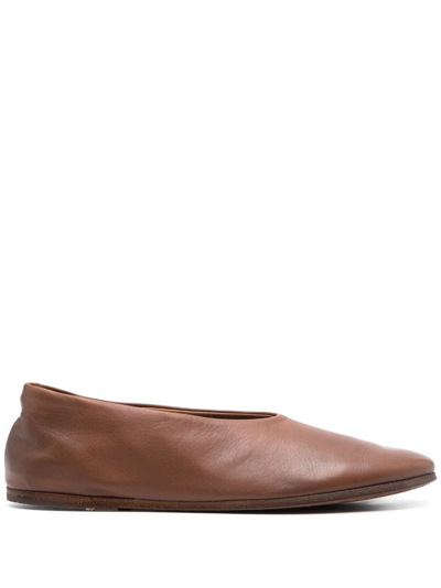 Marsèll Suede Almond-toe Flats In Brown