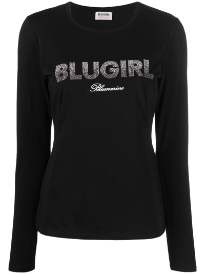 Blugirl Logo-print Long-sleeve T-shirt In Black  