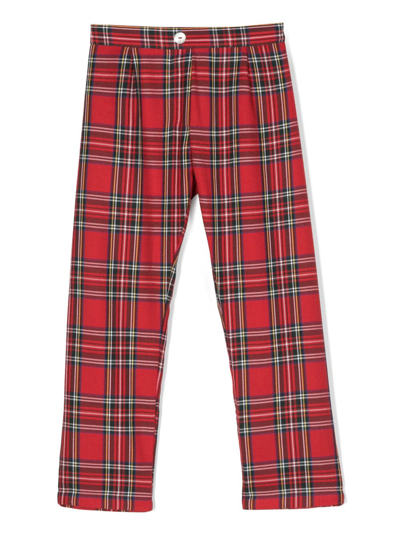 Siola Kids' Trousers With Tartan Motif In Rosso
