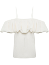 Simkhai Puff Cold-shoulder Ruffled Cotton And Linen-blend Mini Dress In White