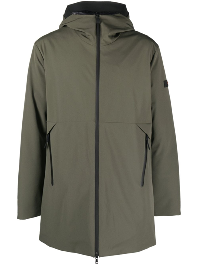 Peuterey Logo-patch Hooded Coat In Green
