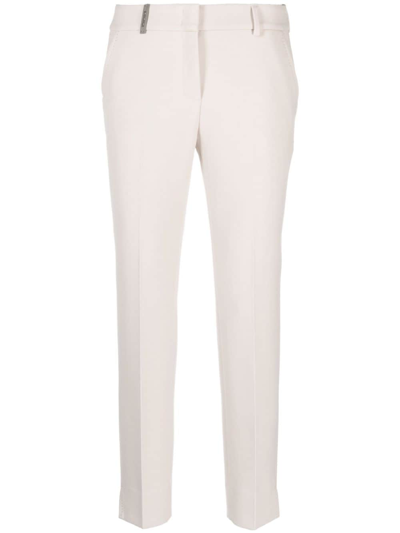 Peserico Pressed-crease Cropped Trousers In Neutrals