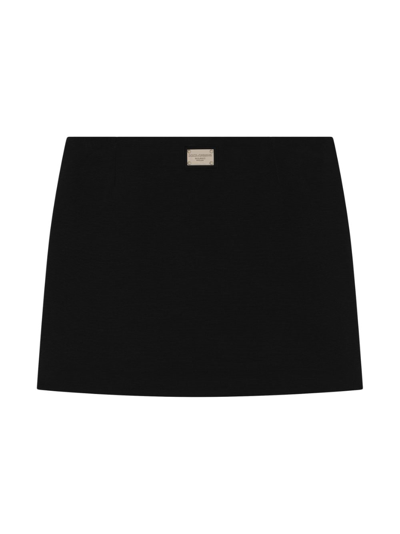 Dolce & Gabbana Kids' Logo-plaque Mini Skirt In Black