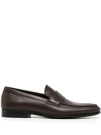 Tod's Embossed-logo Leather Loafers In Brown