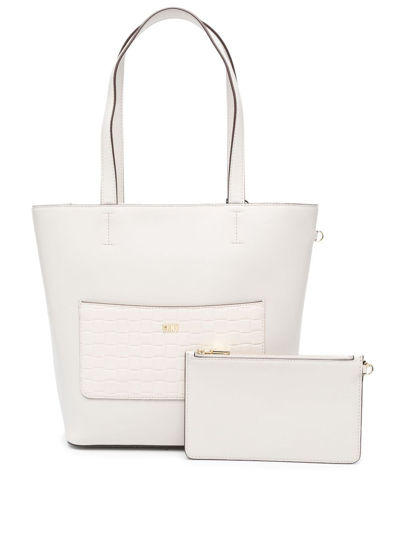 Dkny Leather Tote Bag In Neutrals