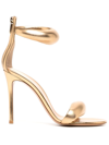 Gianvito Rossi Metallic Napa Ankle-cuff Stiletto Sandals In Gold