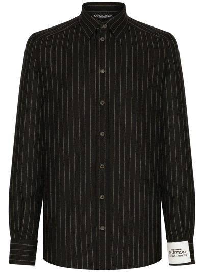 Dolce & Gabbana Striped Virgin-wool Shirt In Multicolor