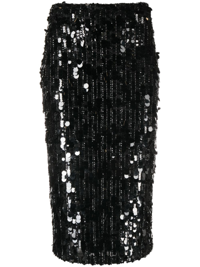 P.a.r.o.s.h. Sequin-embellished Pencil Skirt In Black