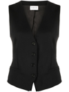 P.a.r.o.s.h Black Vest With Button Closure In Black