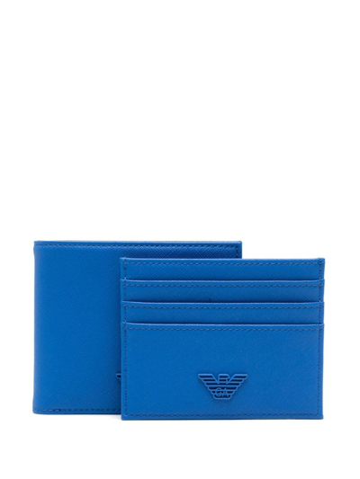 Emporio Armani Logo-plaque Leather Wallet In Blue