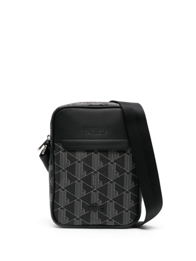 Lacoste The Blend Monogram-print Messenger Bag In Black