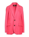 Dsquared2 Woman Blazer Fuchsia Size 6 Virgin Wool, Polyamide, Elastane In Pink