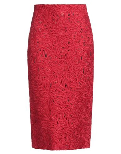 Ermanno Scervino Woman Midi Skirt Red Size 4 Cotton, Polyamide, Viscose