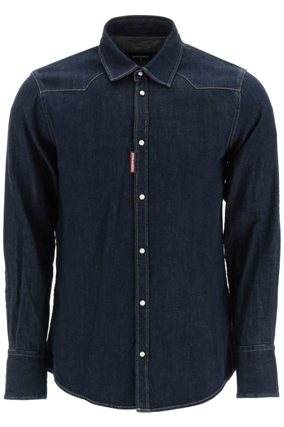 Dsquared2 Classic Denim Shirt In Navy Blue (blue)