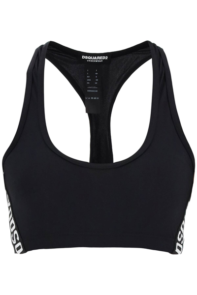 Dsquared2 Logo Spors Bra In Black (black)