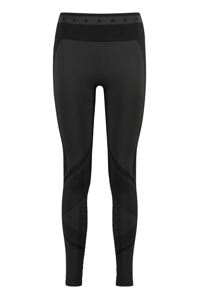 Golden Goose Logo-embellished Panelled Leggings In Black