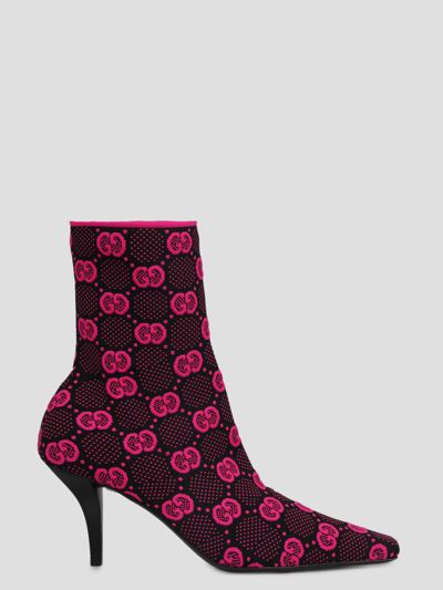 Gucci Interlocking-g Ankle Boots In Pink & Purple