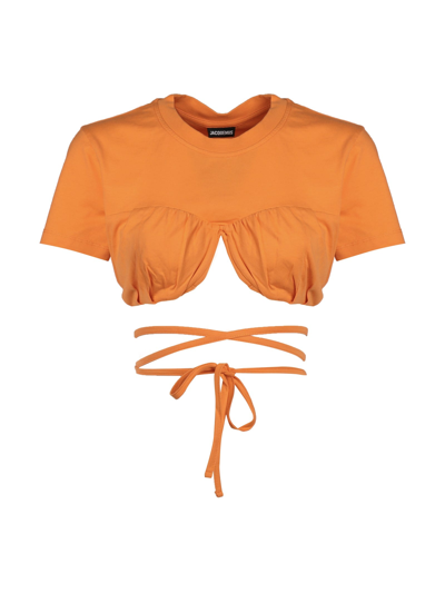 Jacquemus Le T-shirt Baci 系带短款上衣 In Orange