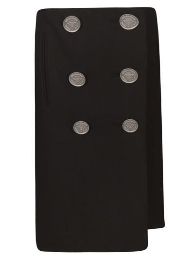 Prada Double-breasted Skirt In Black