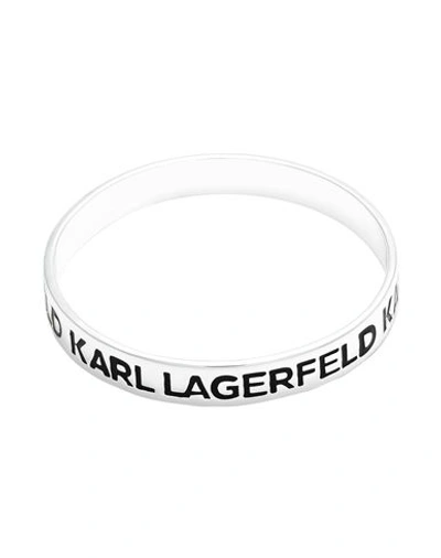 Karl Lagerfeld K/essential Logo Bracelet Woman Bracelet Silver Size M Brass, Enamel