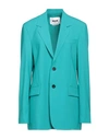 Msgm Woman Blazer Turquoise Size 8 Virgin Wool, Elastane In Blue
