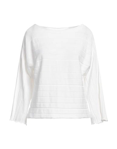 Alpha Studio Woman Sweater White Size 10 Cotton