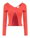 VICOLO VICOLO WOMAN CARDIGAN TOMATO RED SIZE ONESIZE VISCOSE, POLYESTER