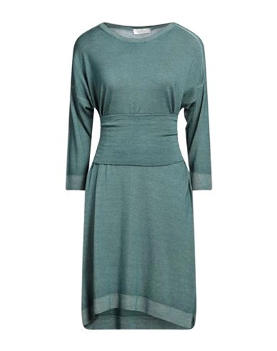 Panicale Woman Short Dress Deep Jade Size 6 Merino Wool In Green