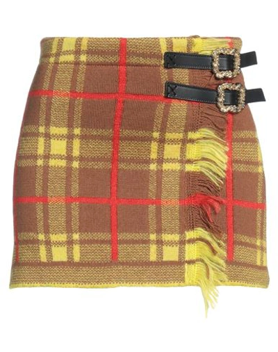 Cormio Woman Mini Skirt Brown Size M Wool, Polyamide, Cotton, Silk In Brown