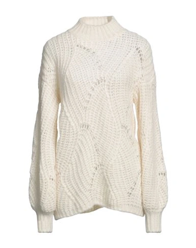 Agnona Woman Turtleneck Ivory Size S Cashmere, Silk In White