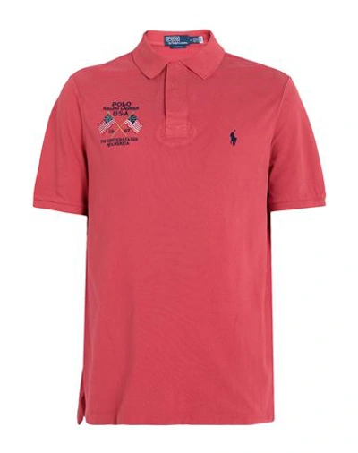 Polo Ralph Lauren Classic Fit Flag-embroidered Polo Shirt Man Polo Shirt Red Size Xxl Cotton