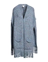 Kangra Cashmere Kangra Woman Cape Light Blue Size M Cotton, Alpaca Wool, Polyamide, Polyester In Blue