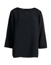 Emporio Armani Woman Top Black Size 14 Acetate, Viscose