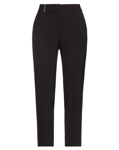 Peserico Woman Pants Dark Brown Size 8 Polyester, Viscose, Cotton, Elastane In Brown