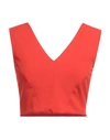 Soallure Woman Top Coral Size 2 Polyester, Elastane In Red
