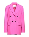 Msgm Woman Blazer Fuchsia Size 6 Virgin Wool, Elastane In Pink
