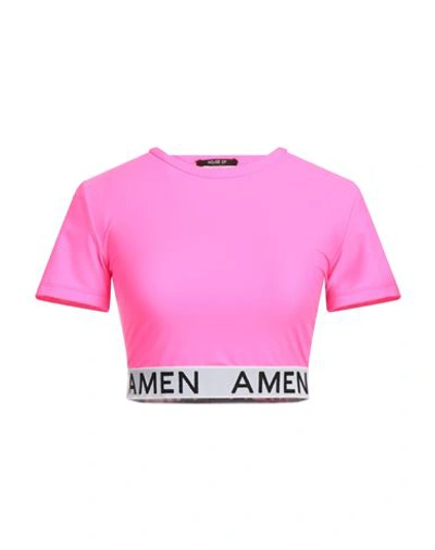 Amen Woman T-shirt Fuchsia Size L Polyamide, Elastane, Polyester In Pink