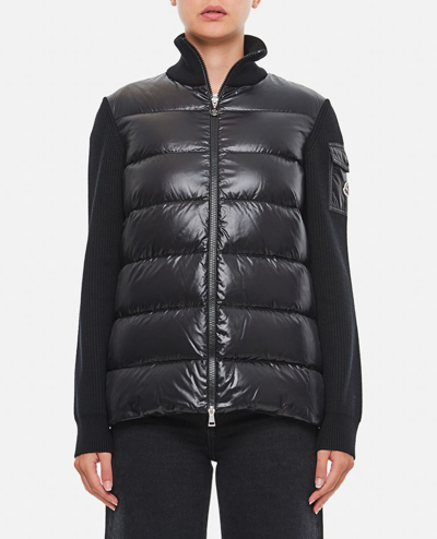 Moncler Down-filled Quilted Cardigan In Black
