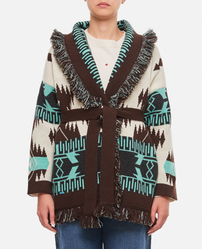 Alanui Icon Jacquard Fringed Cardigan In Black