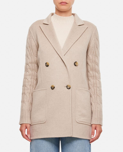 Max Mara Dalida Cable-knit Wool And Cashmere-blend Jacket In Beige