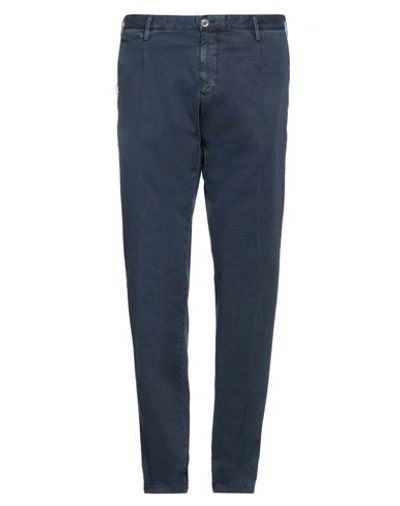Pt Torino Man Pants Navy Blue Size 35 Cotton, Elastane In Navy Blue