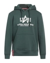 Alpha Industries Man Sweatshirt Deep Jade Size L Cotton, Polyester In Green