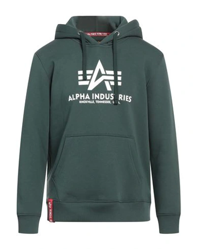 Alpha Industries Man Sweatshirt Deep Teal Size S Cotton, Polyester In Green