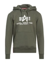 Alpha Industries Man Sweatshirt Dark Green Size L Cotton, Polyester