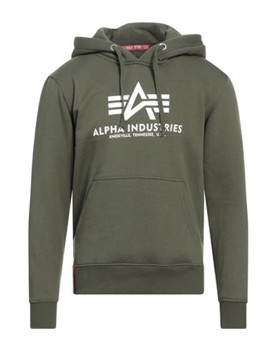 Alpha Industries Man Sweatshirt Dark Green Size M Cotton, Polyester