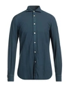 Boglioli Man Shirt Deep Jade Size 15 ¾ Viscose, Cotton In Blue