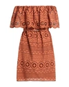 Simona Corsellini Woman Mini Dress Tan Size 10 Polyester, Cotton In Brown
