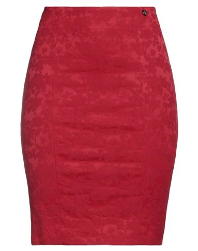 Ajay By Liu •jo Woman Midi Skirt Red Size 6 Acetate, Cotton, Elastane