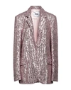 Msgm Woman Suit Jacket Pink Size 8 Polyester In Pink